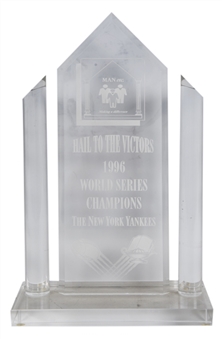 1996 New York Yankees World Series Champions "Hail to the Victors" Award by Man etc Presented to Willie Randolph (Randolph LOA)